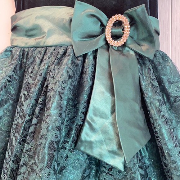 Jane Copeland size 7 valor and sparkly green dress - Picture 2 of 5